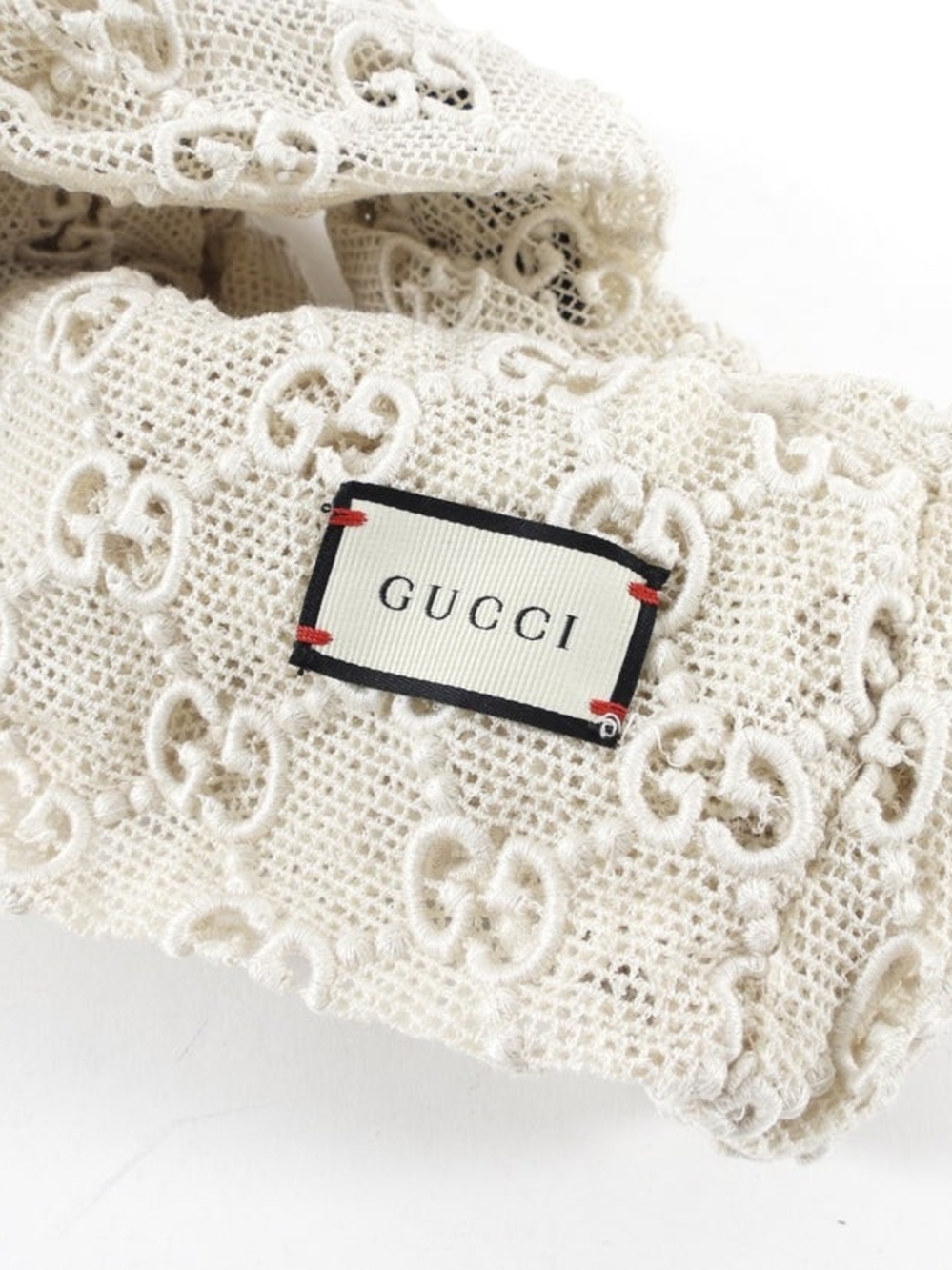Gucci Macrame GG Cream Crochet Lace Turban headband
